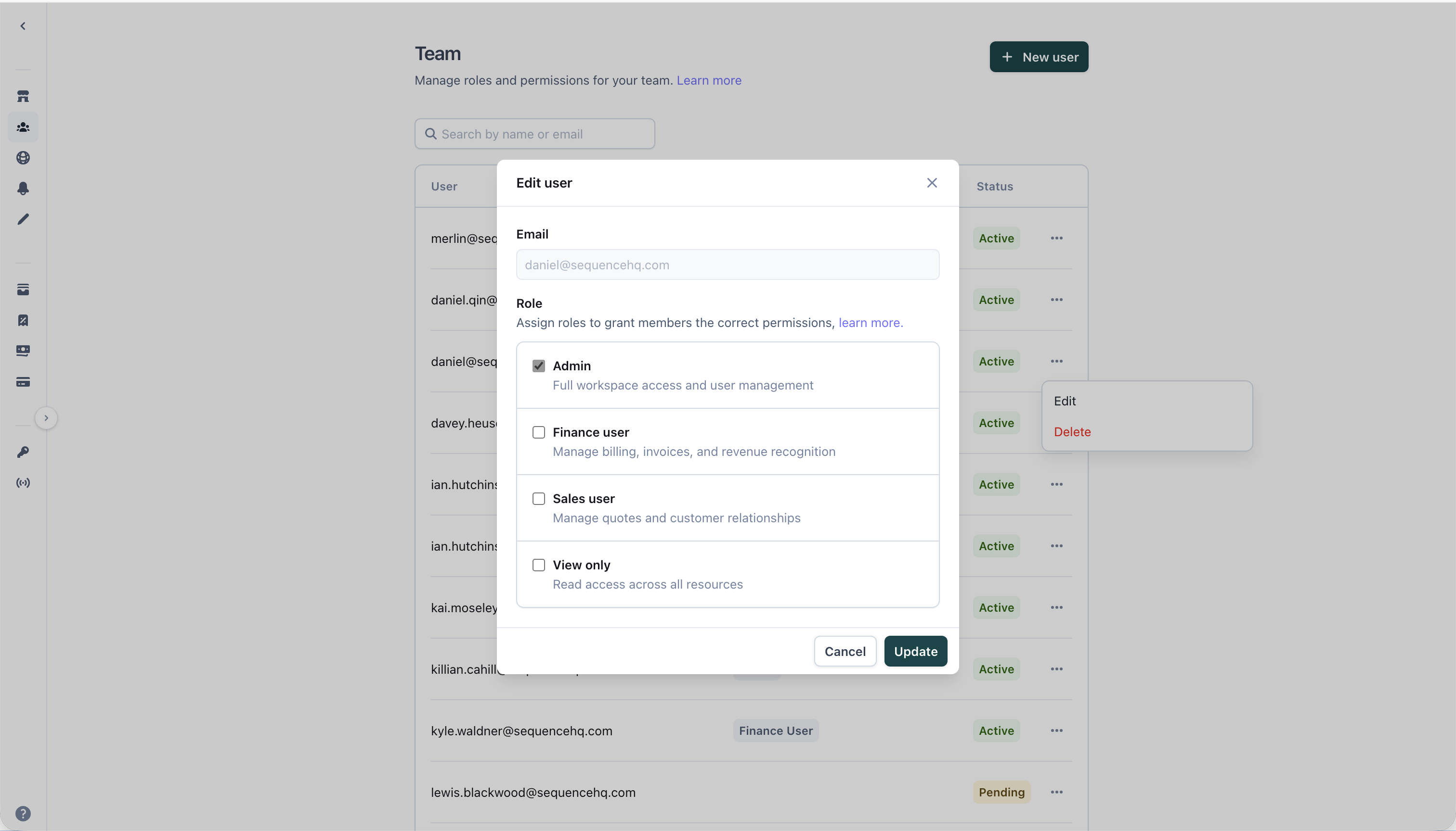 Edit user roles