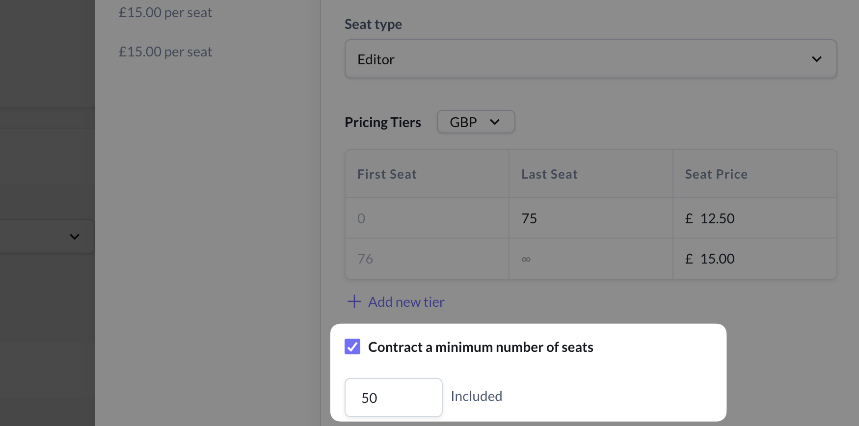 Minimum number of contracted seats