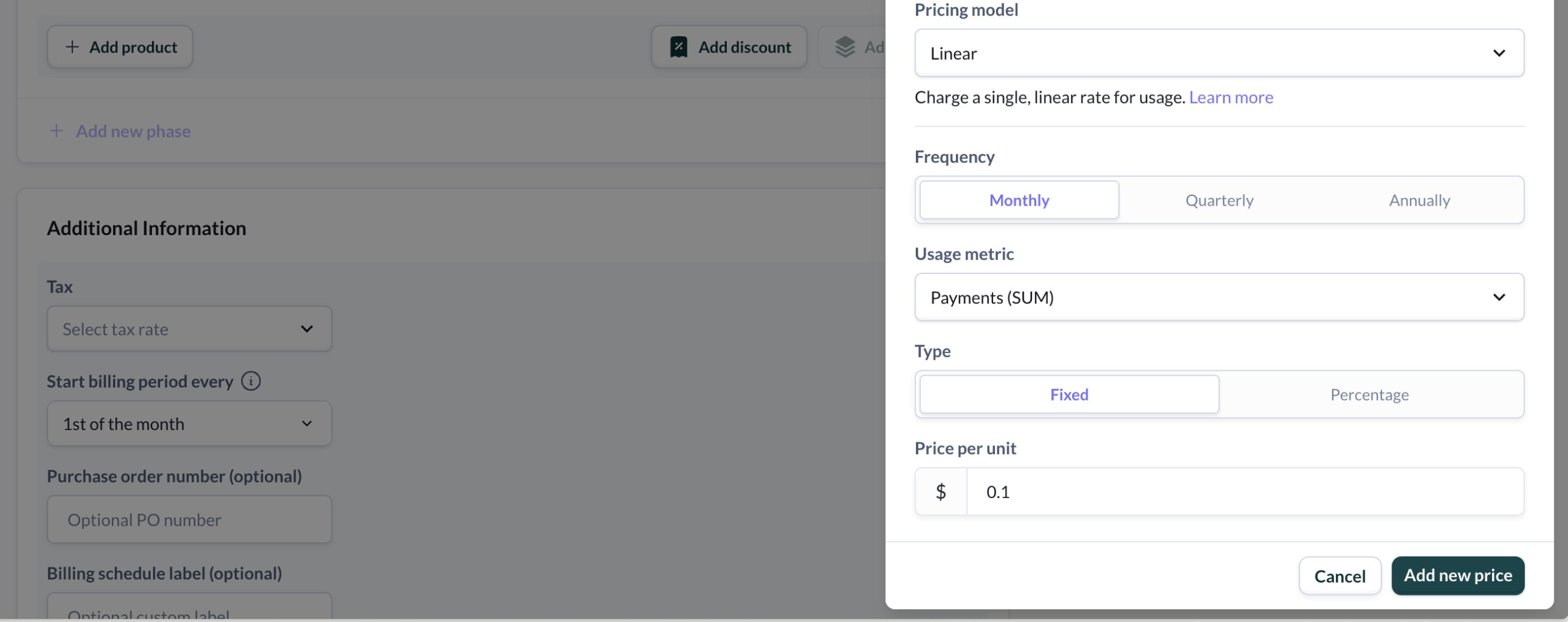 Linear pricing