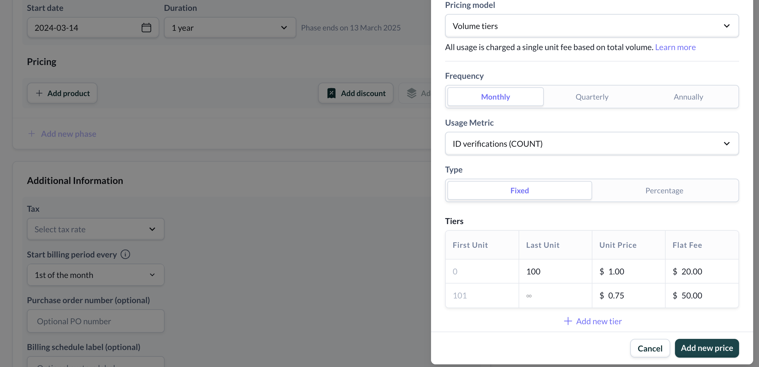 Volume pricing