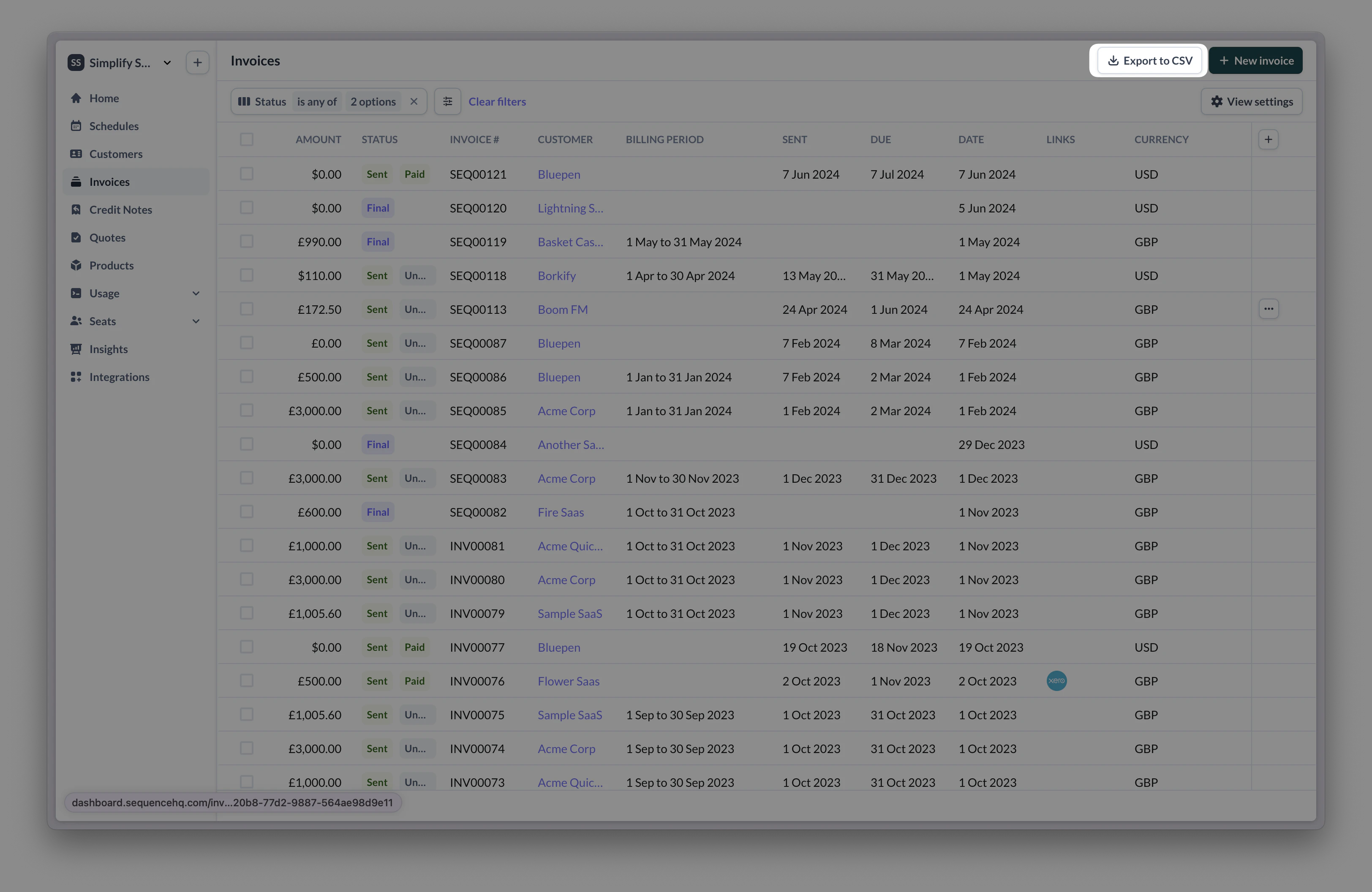 CSV Export