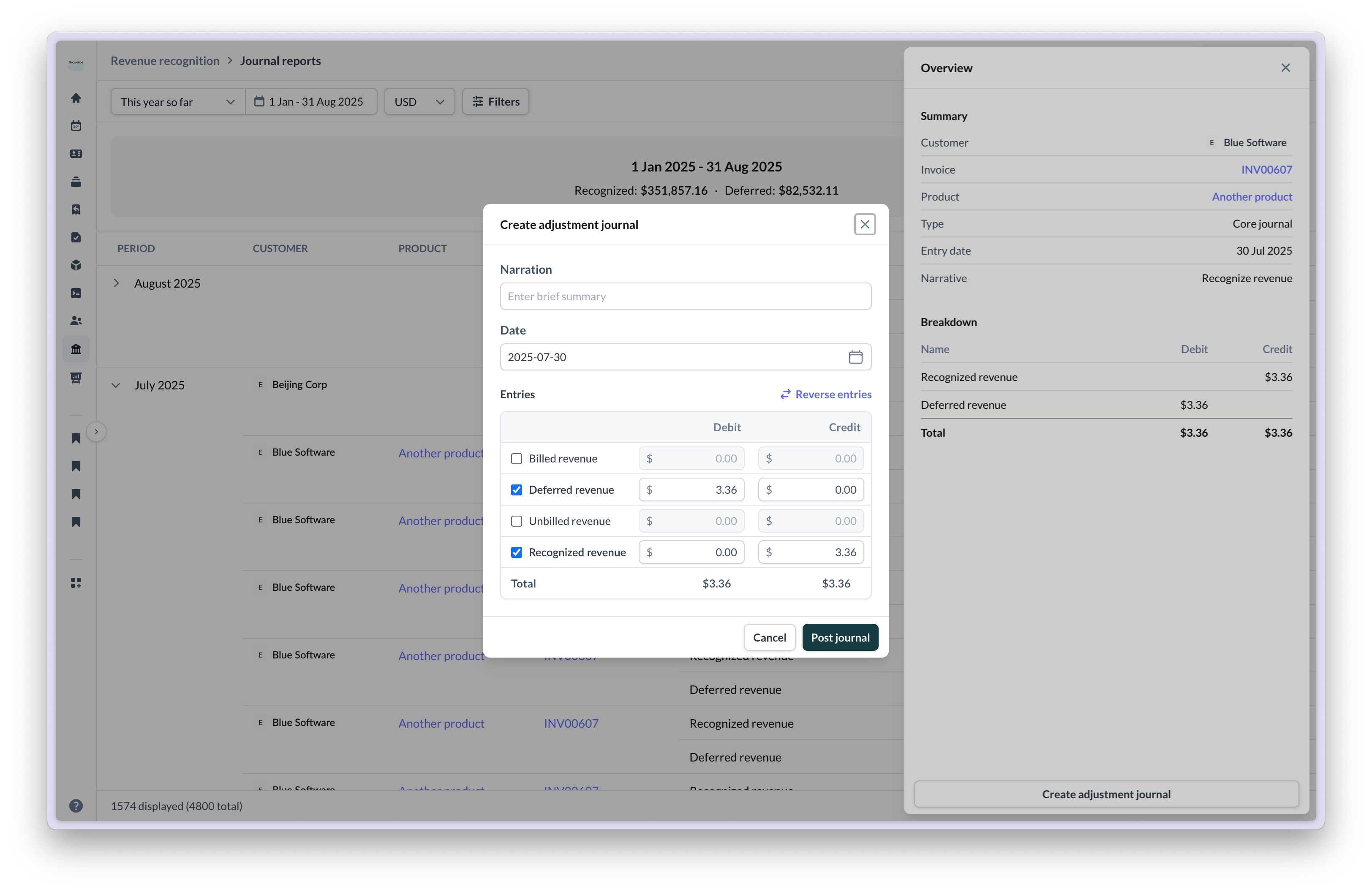 Create manual journal
