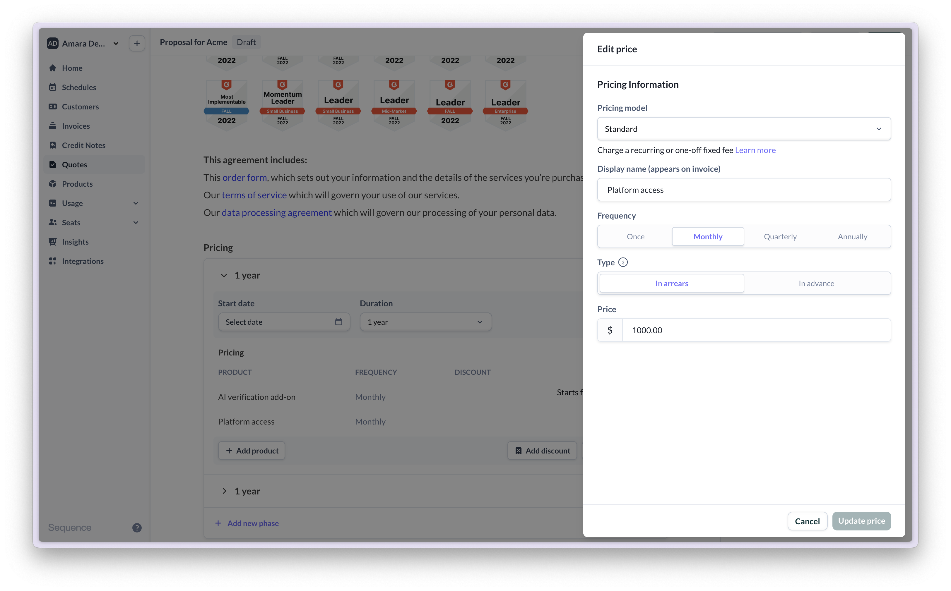 Make a pricing adjustment