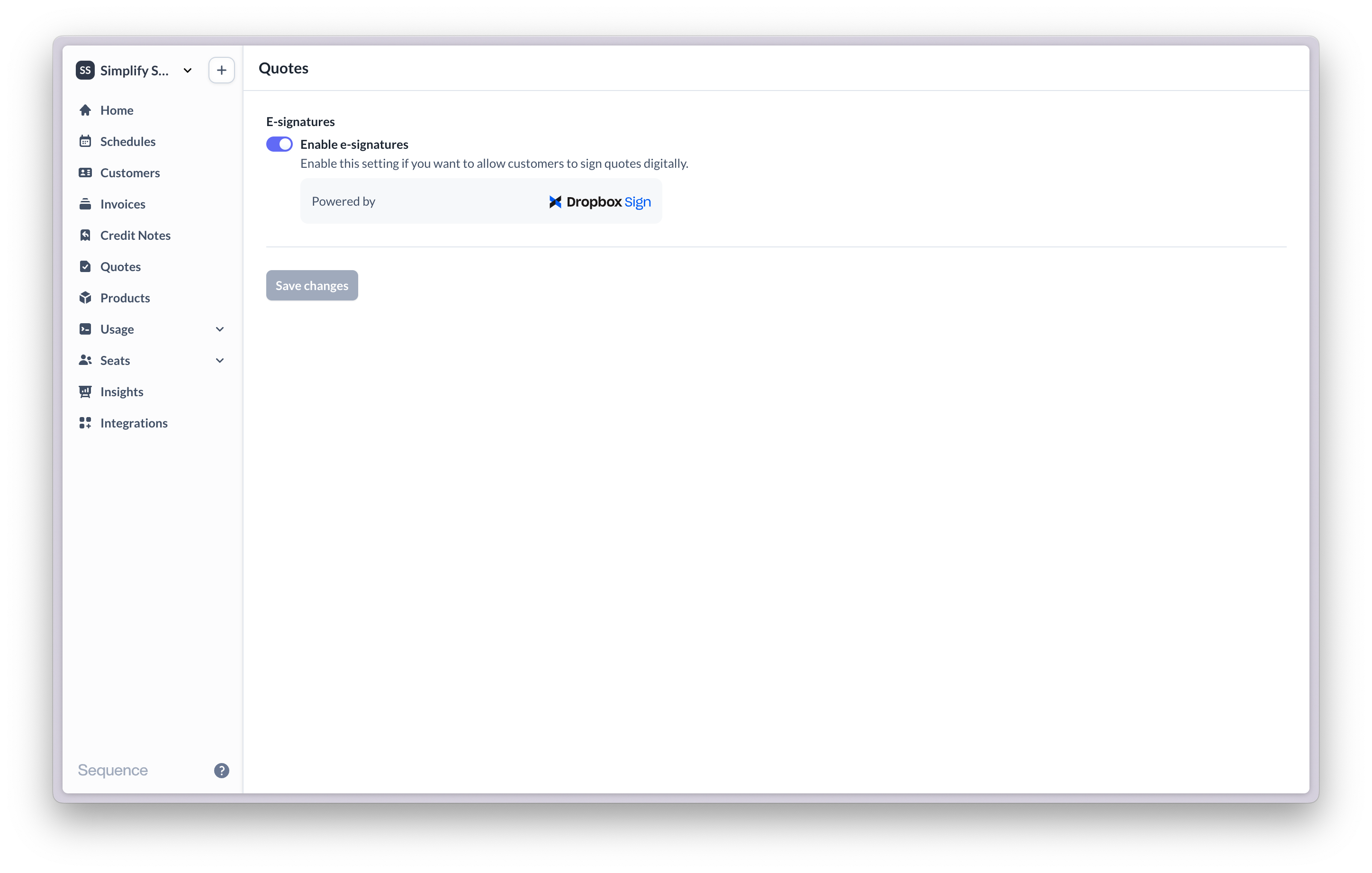 Quote settings