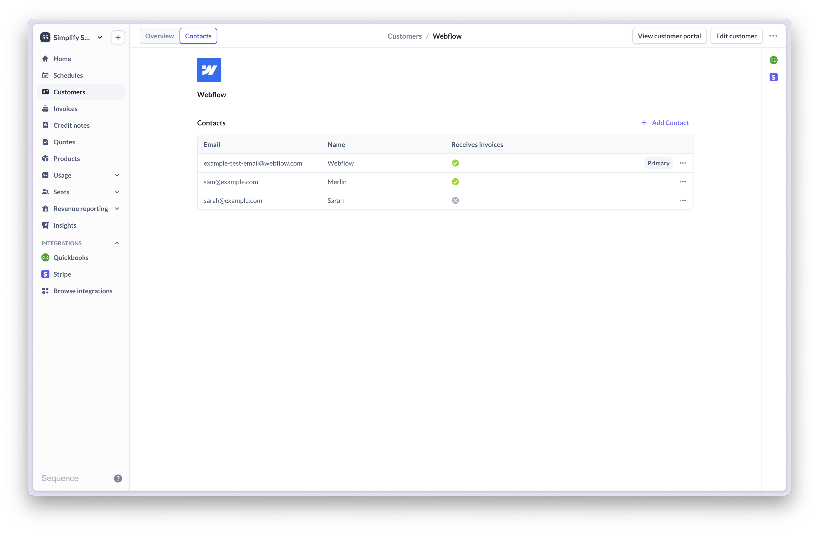 Customer contacts