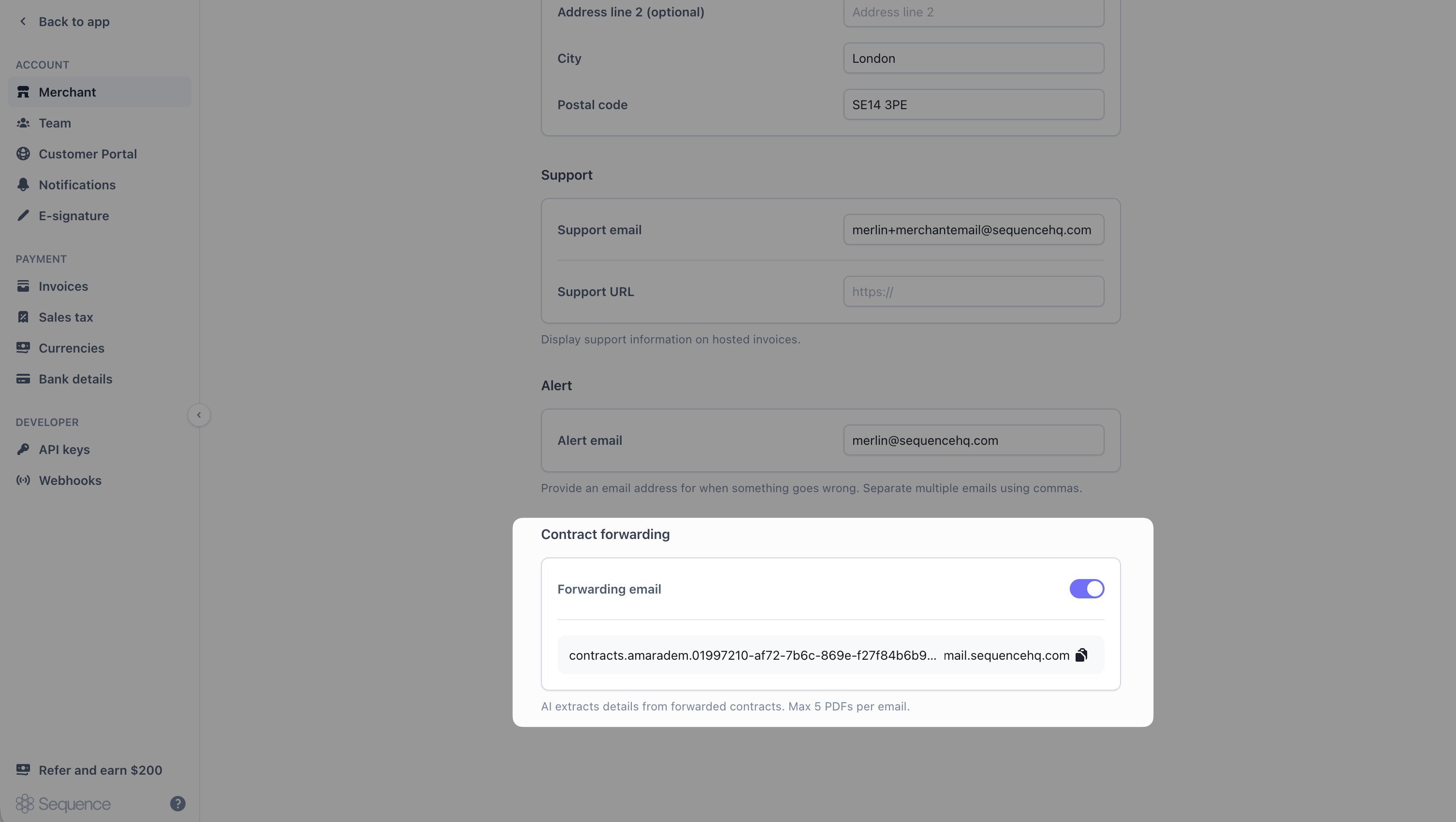 Contract intake email