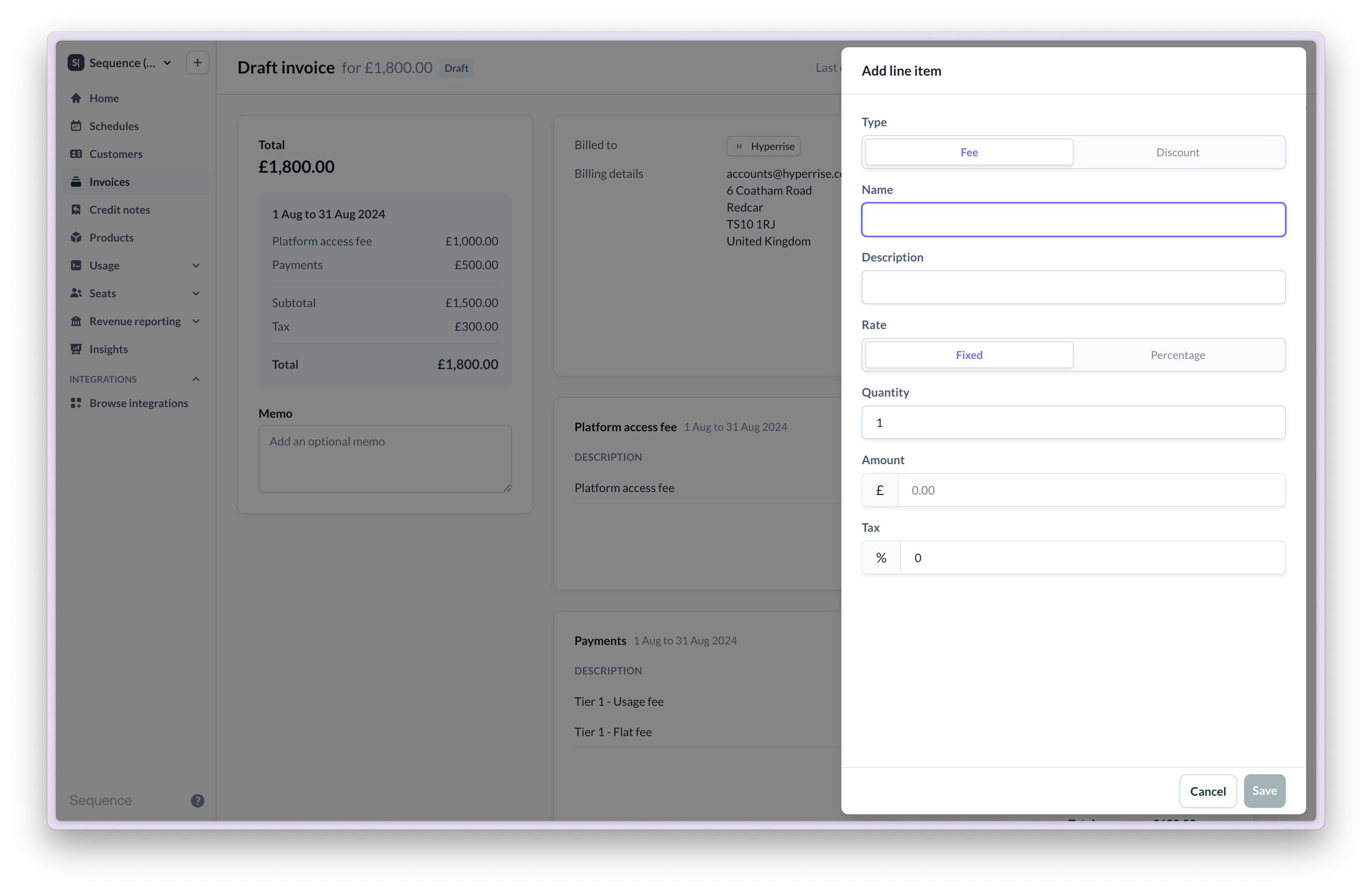 Invoice Editing