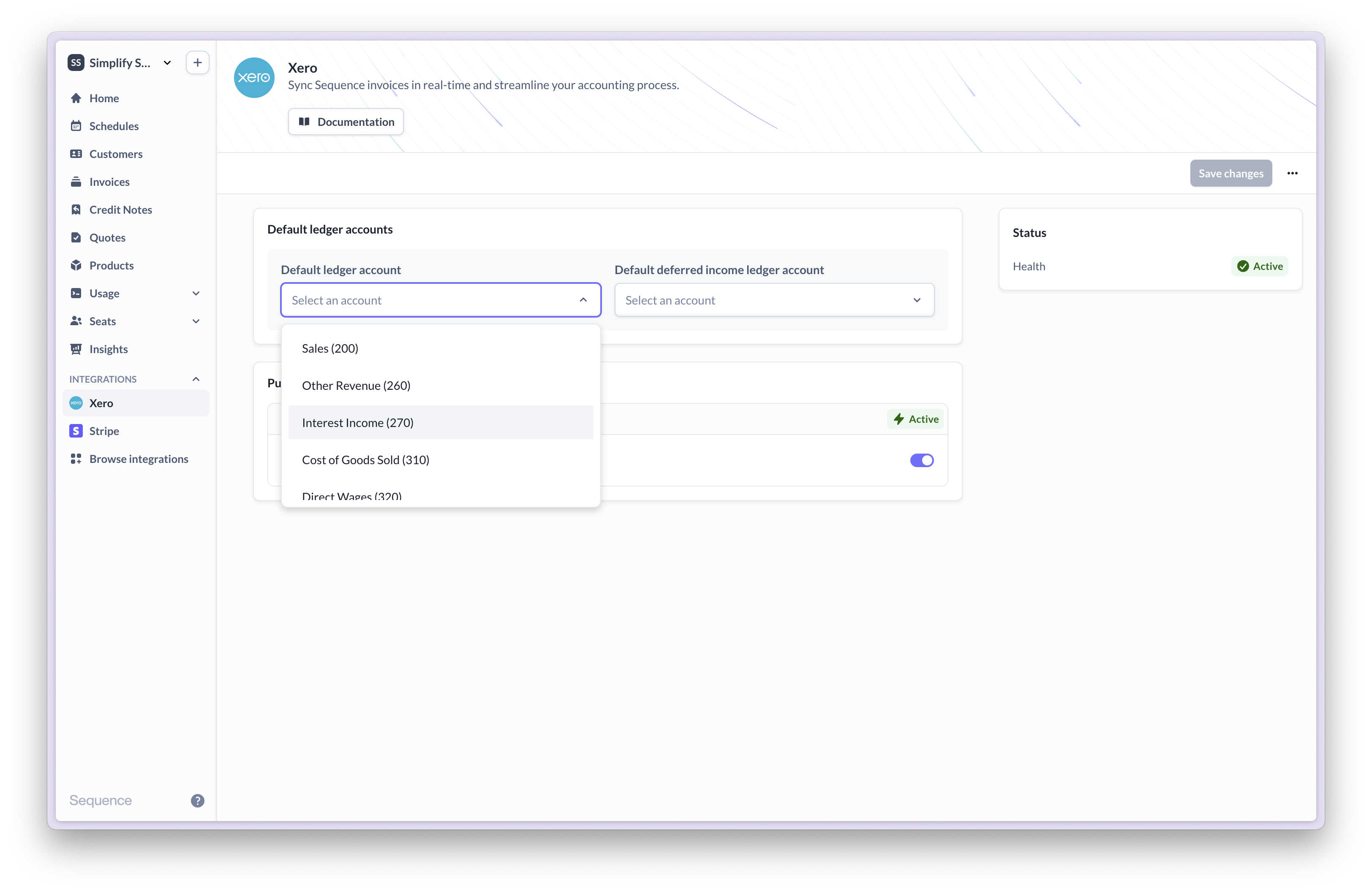 Xero ledger accounts