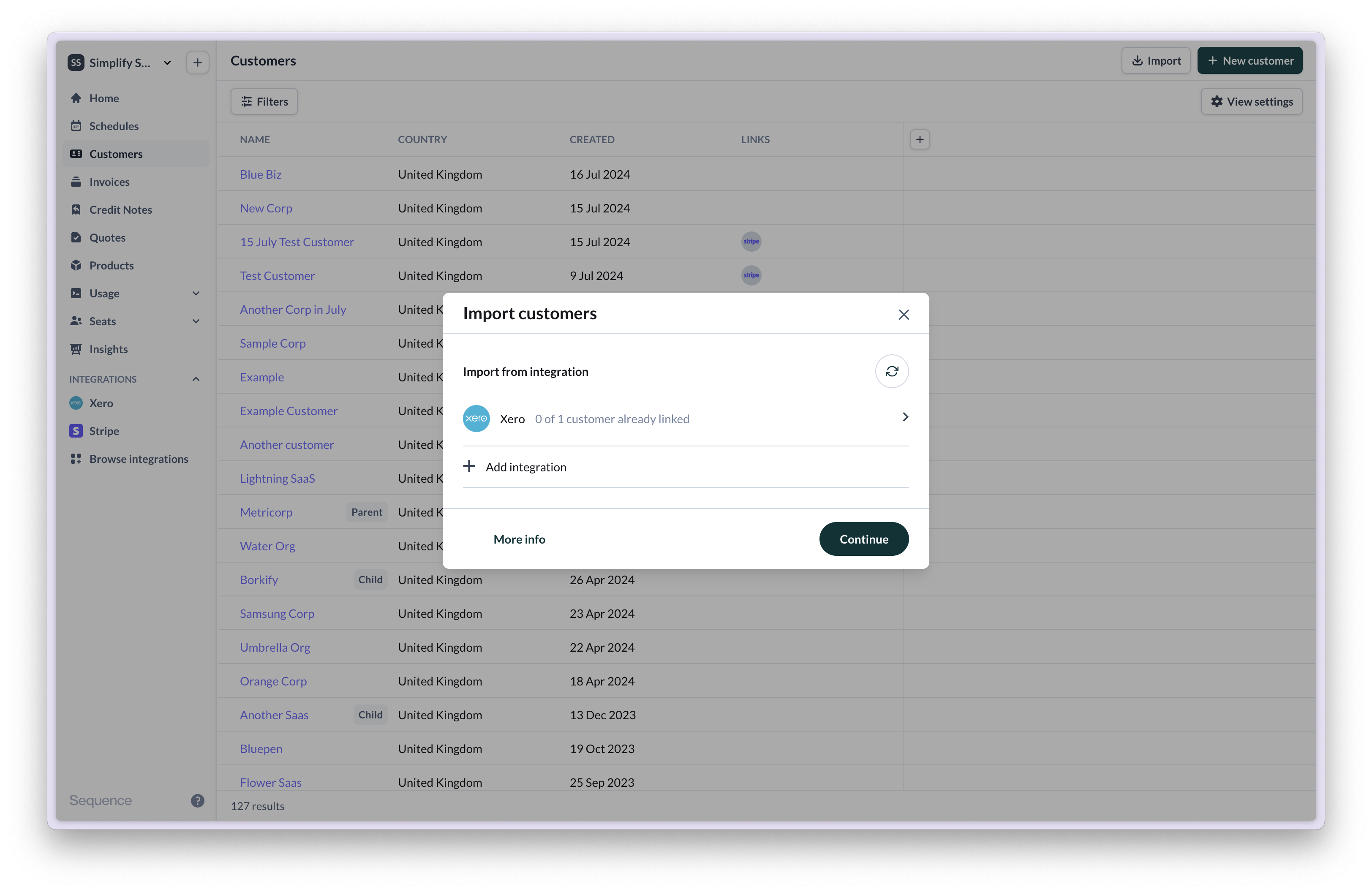 Import customers from Xero