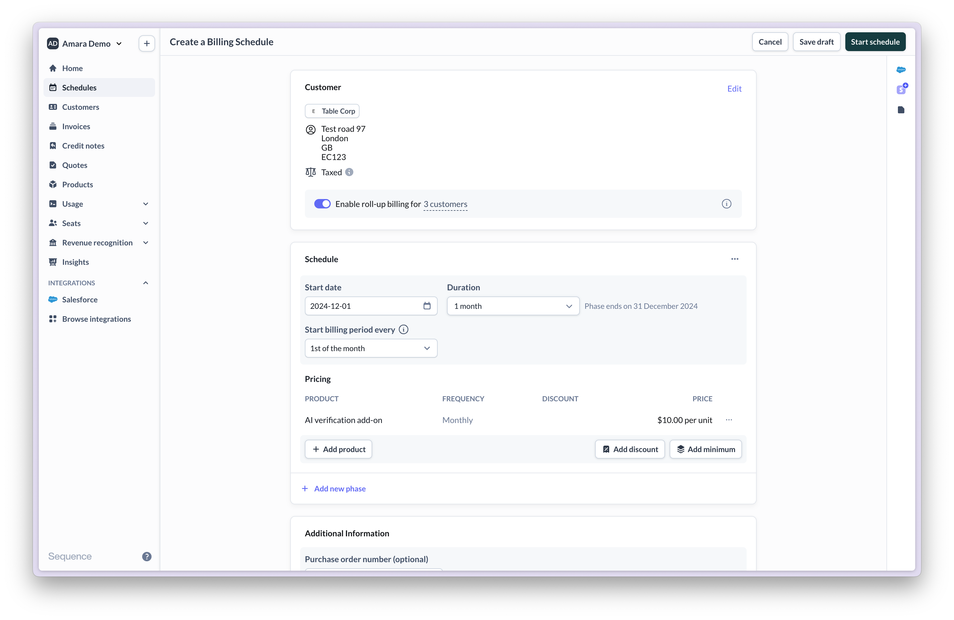 Enable roll-up billing