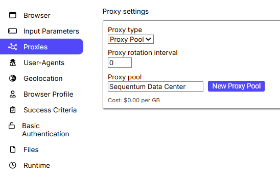 Agent proxy settings