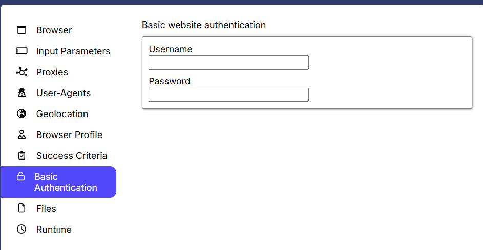 Basic website authentication settings
