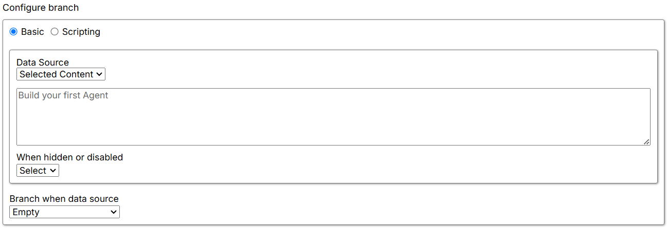 Branch configuration settings