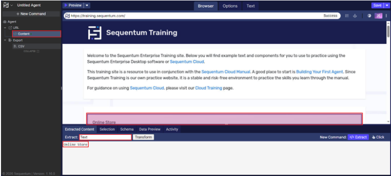 Basic Content command example