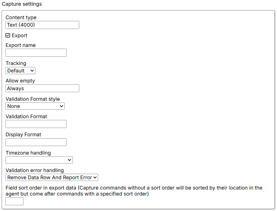 Content capture settings