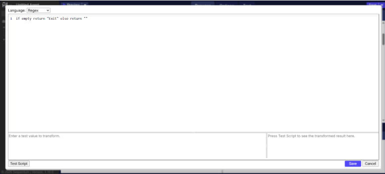 Example Exit command condition