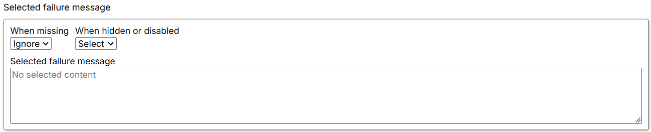 Fail selected failure message settings