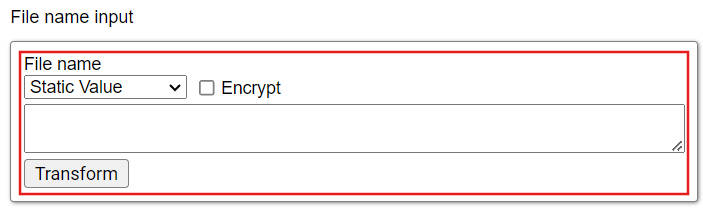 Static Value file-name settings