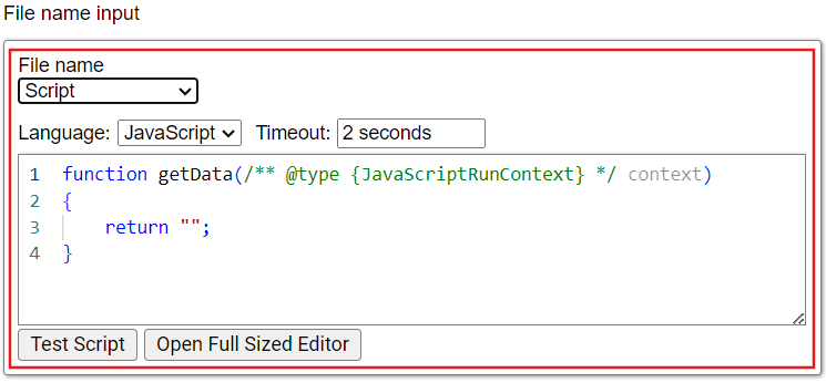 Script file-name settings