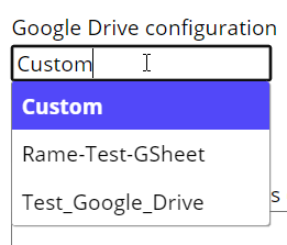 Google Drive configuration menu