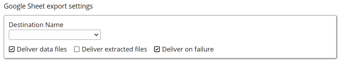 Google Sheets file delivery settings