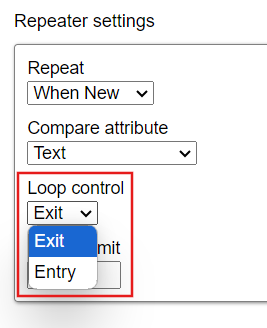 Loop control setting