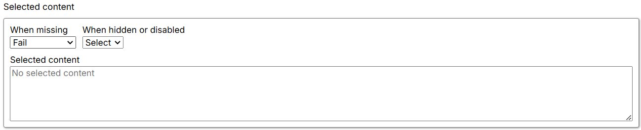 Missing-content and selected-content settings