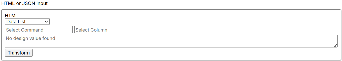 HTML or JSON input settings