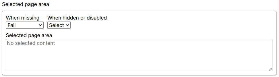 Page Area missing-selection settings