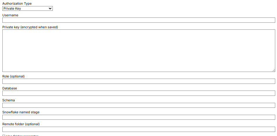 Snowflake authorization type settings