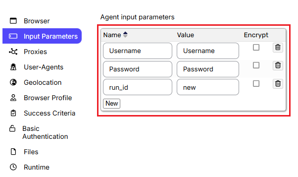 Multiple Agent input parameters