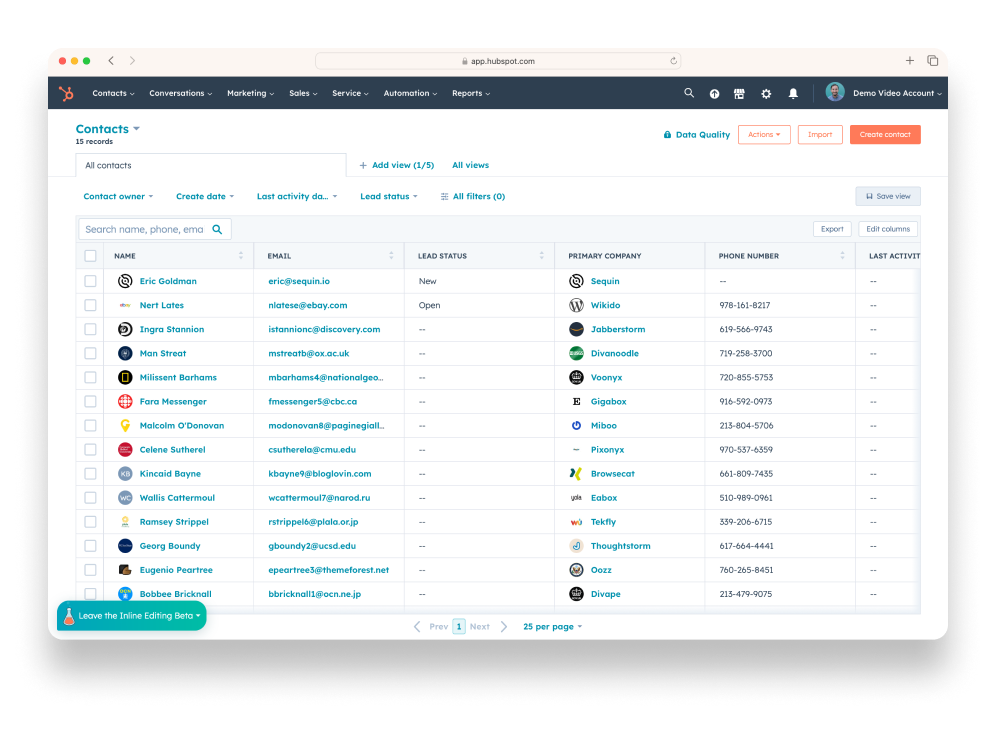 Connect HubSpot to Postgres with Sequin