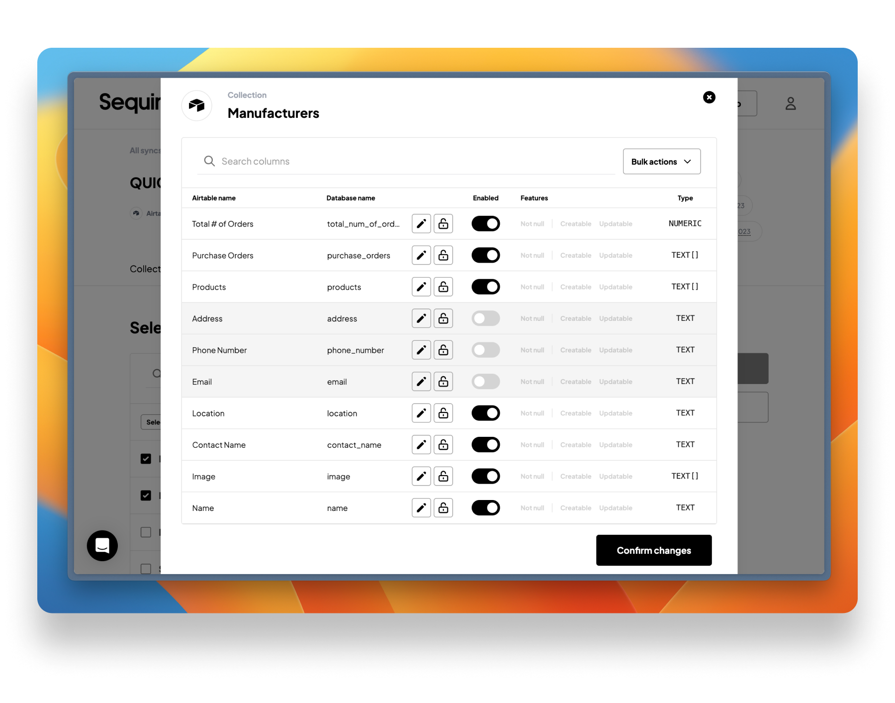 Edit the table and columns in your schema