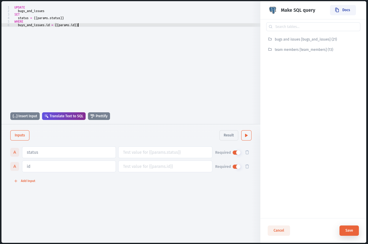 Adding SQL mutation in Jet Admin.