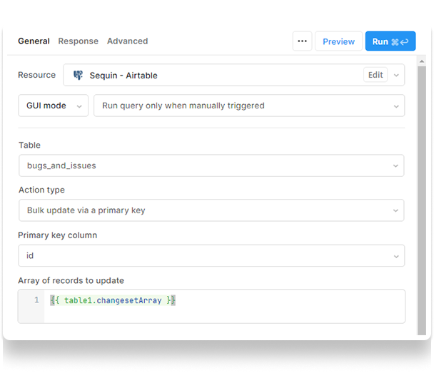 Use the GUI mode to build your SQL query through configuration.