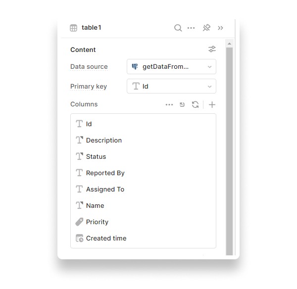 Configure the primary key for your table.