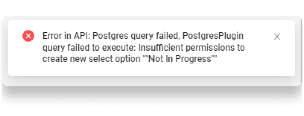 Superblocks displays an error message when there's a write error.