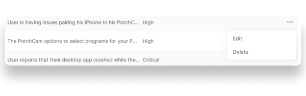 You can edit or delete a row by clicking on the corresponding option.