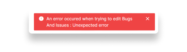 Forest Admin displays an error notification for failed mutations.