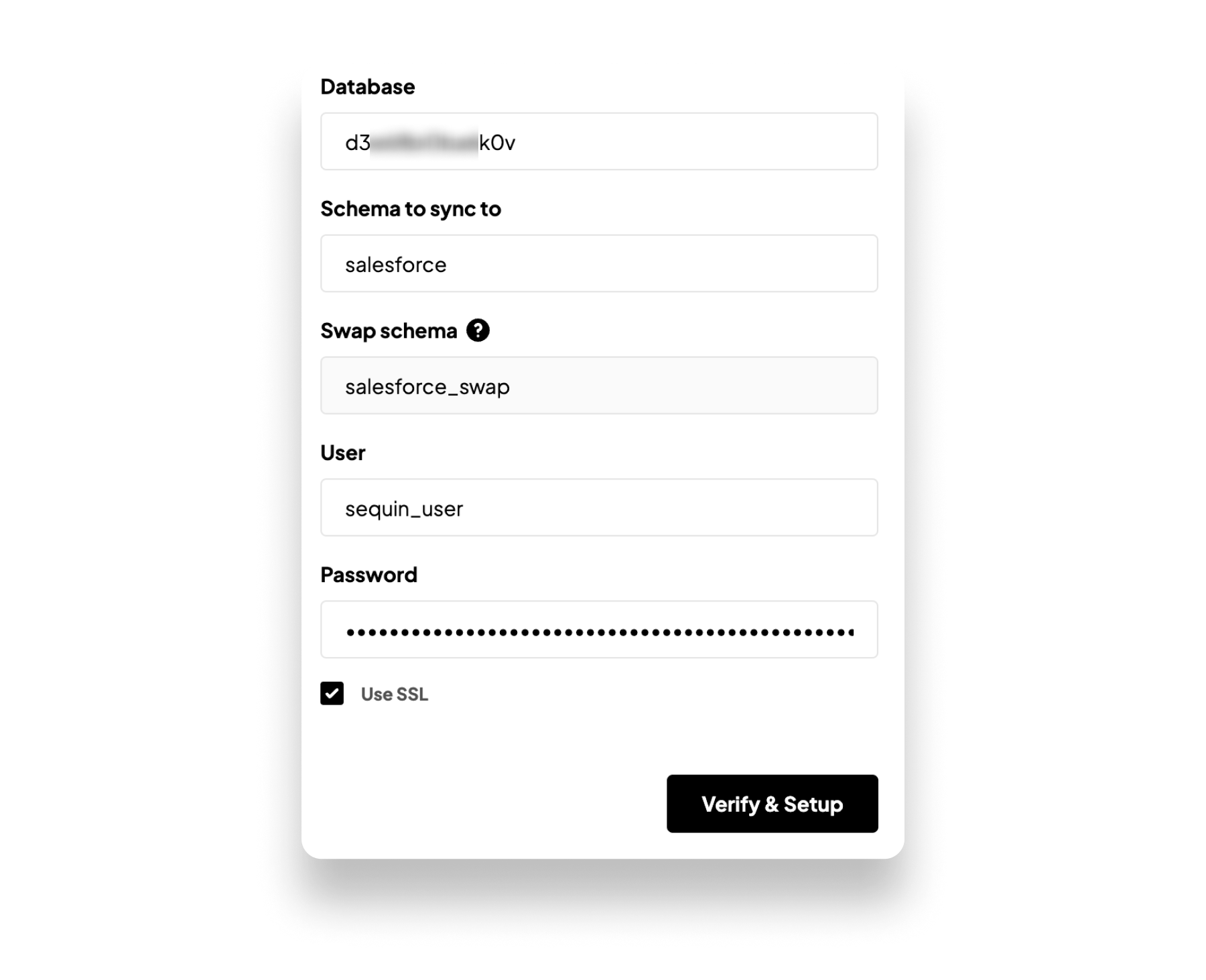 Enter your Heroku database credentials in Sequin