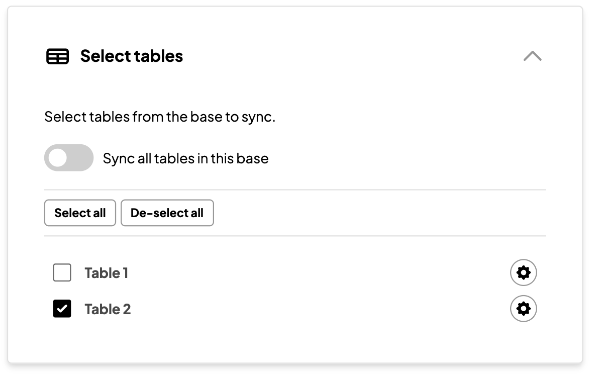 Select tables step