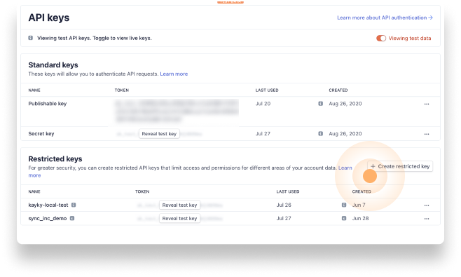 Stripe API Page