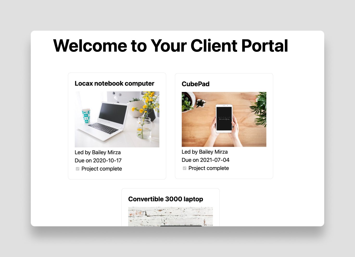 The final client portal built on Airtable with Sequin