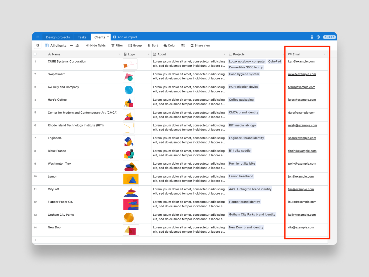 Add client emails to Airtable