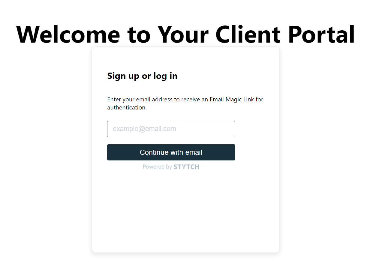 Stytch login form in a Next.js application