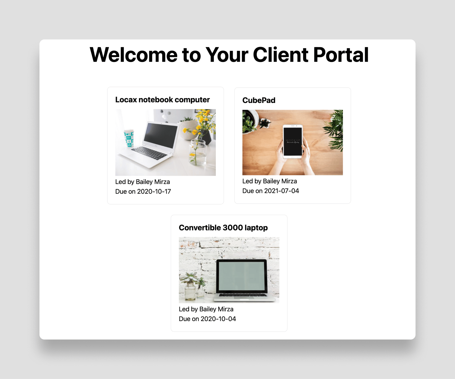 Client projects in your portal
