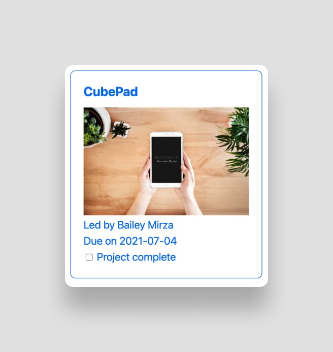 Checkbox to mark a project complete