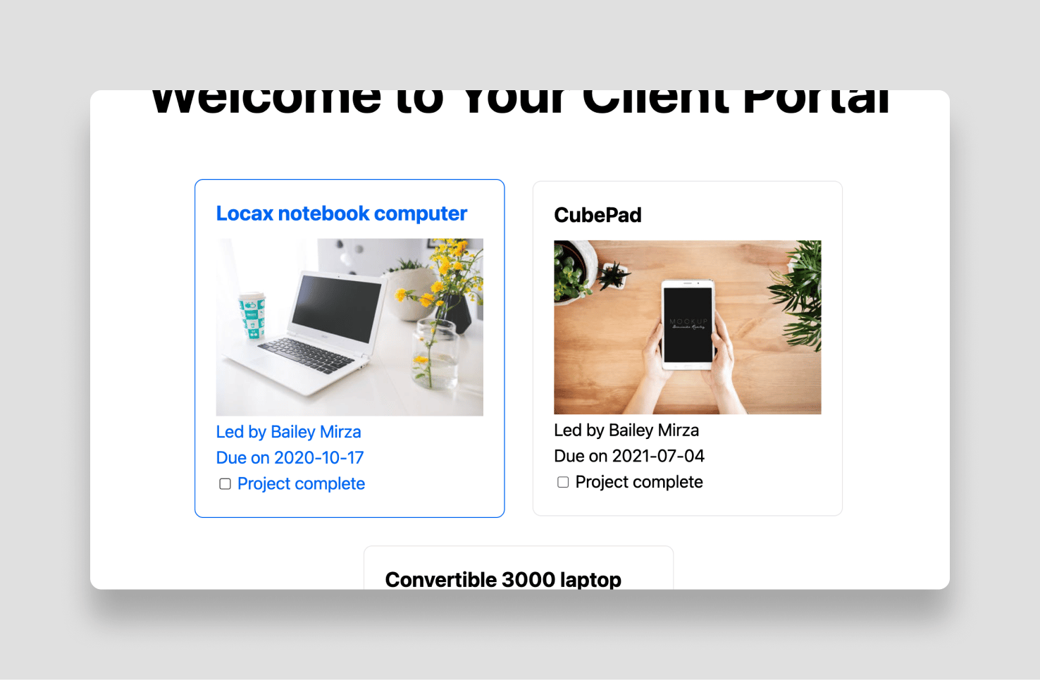 Marking projects complete in the portal
