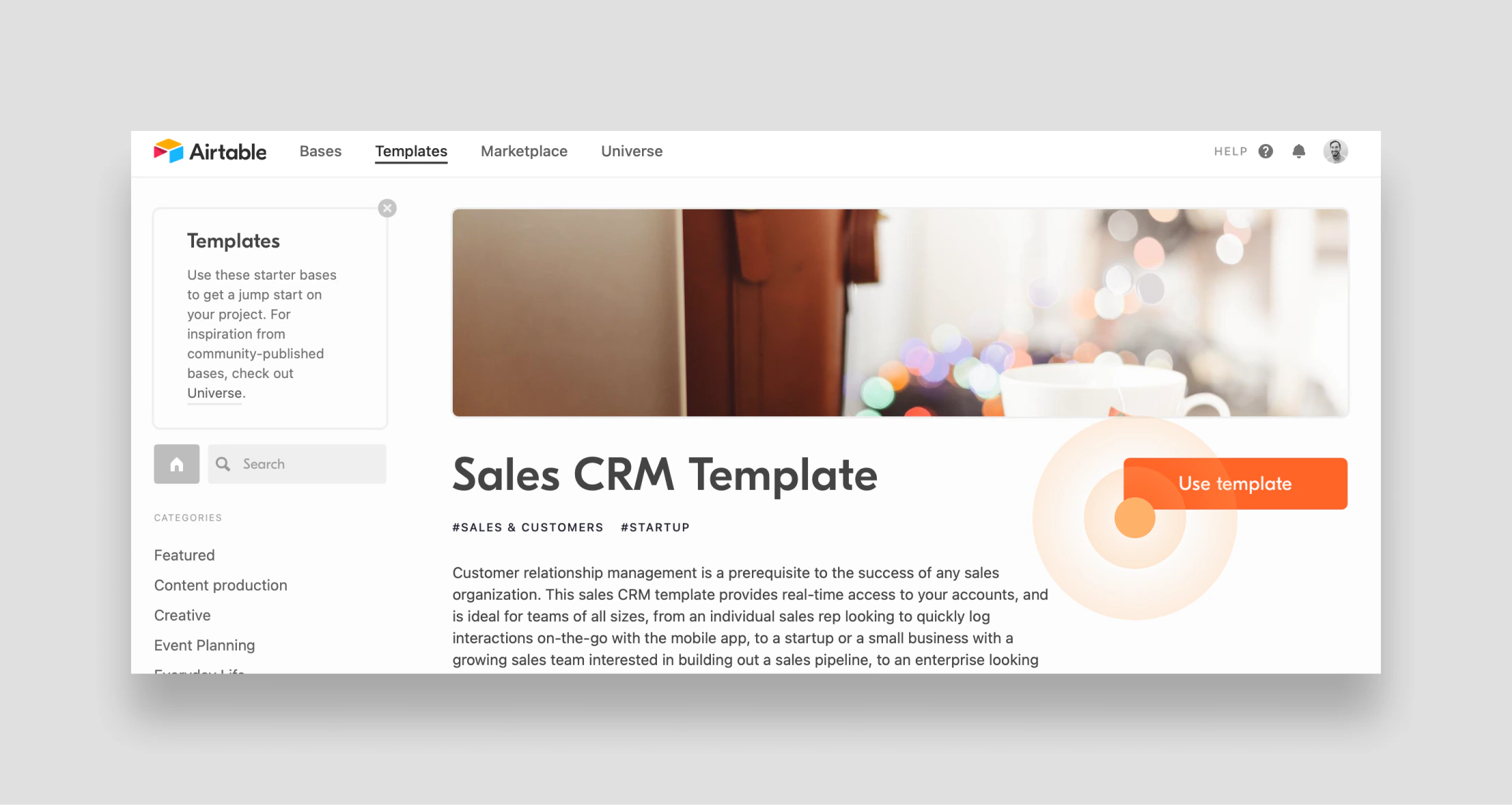 Add the sales CRM template