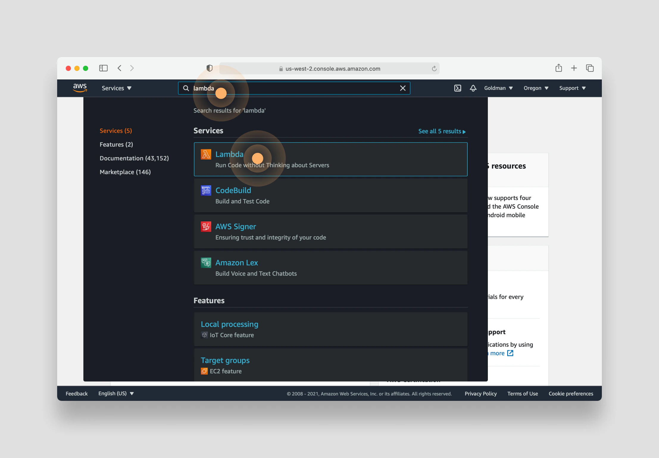 Navigate to Lambda